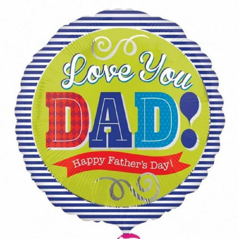 S40 Dad Blue Stripes Foil Balloon 18In