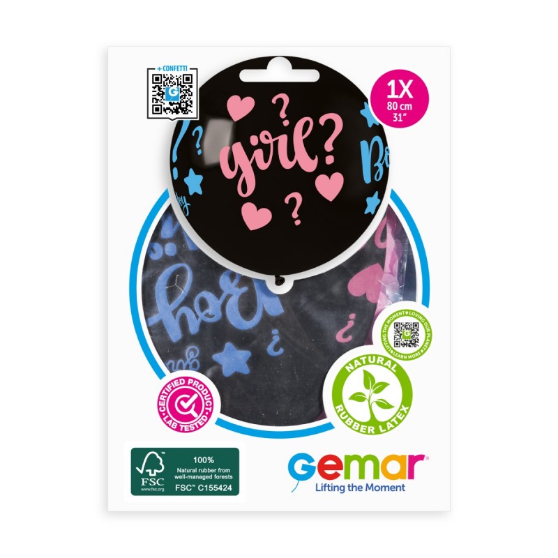 31" Latex Balloon Boy? Girl? With Confetti 1Ct
