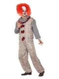 Vintage Clown Costume Grey & Red With Jumpuit & Neck Ruffl