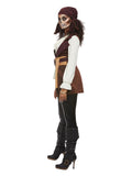 Dark Spirit Pirate Female Costume, Brown, Top & Hat