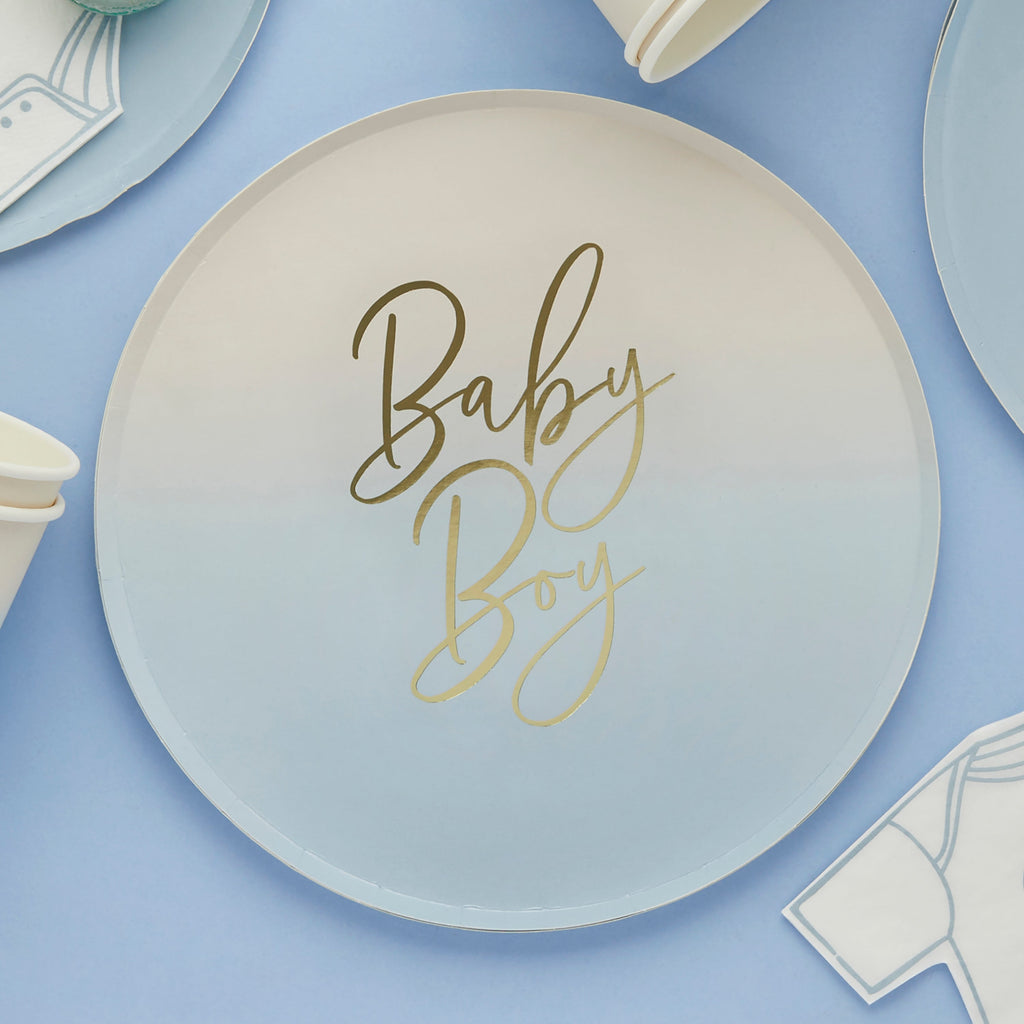 Blue 'Baby Boy' Paper Plates 8/Pack