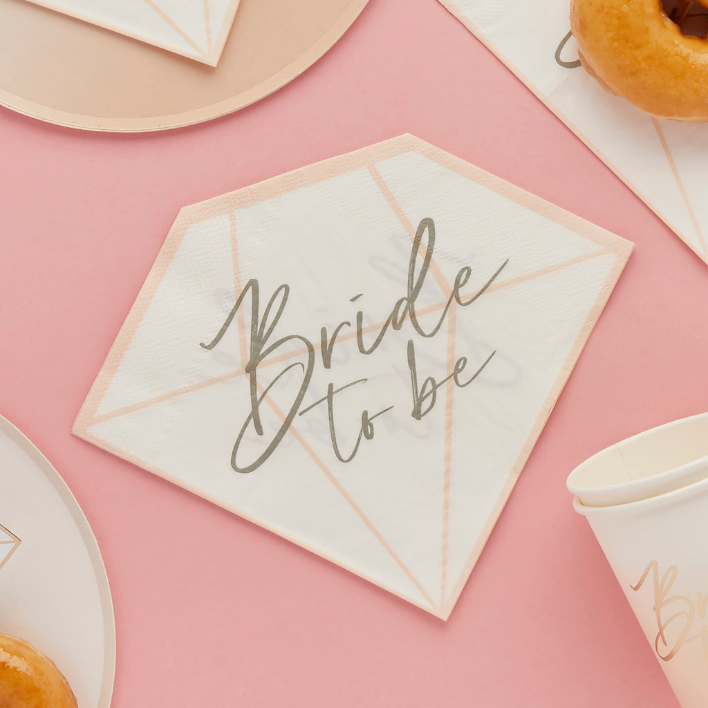 Diamond 'Bride to be' Paper Napkins 16/Pack