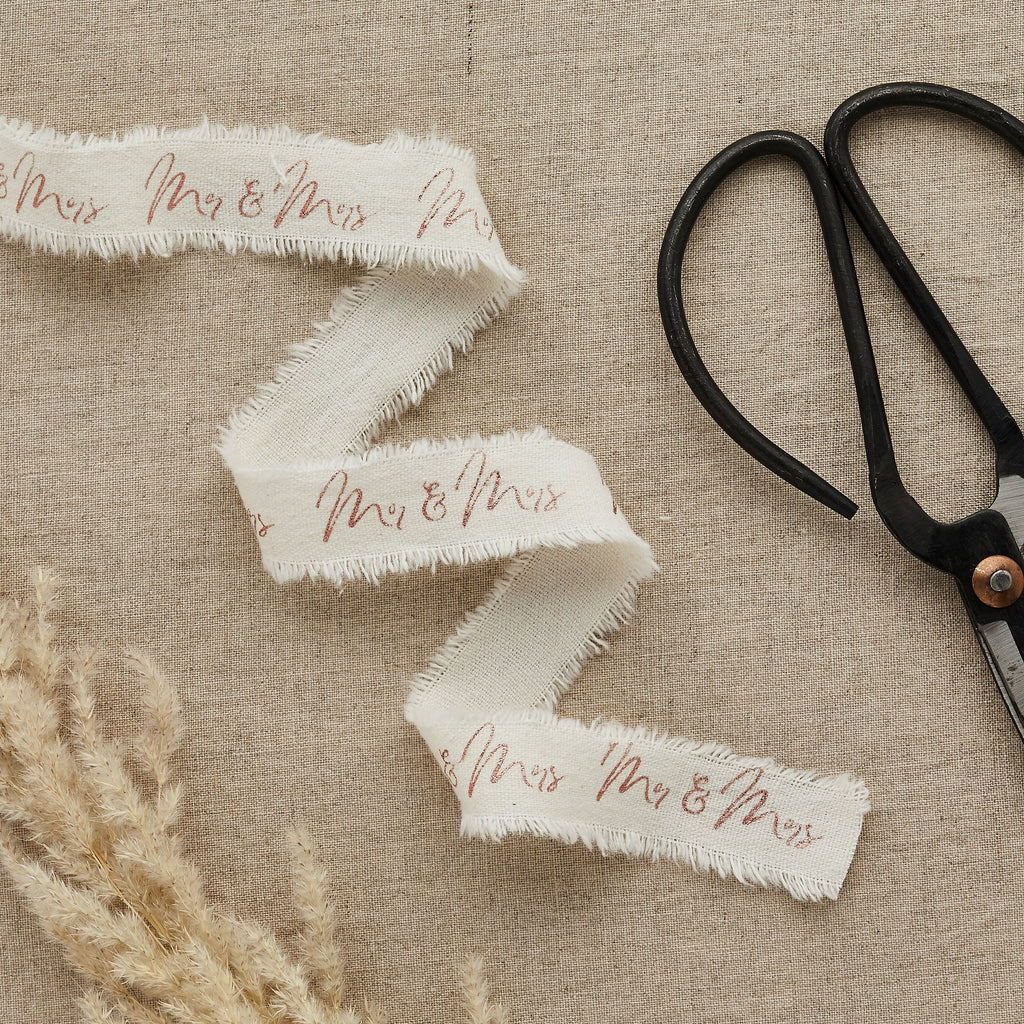 Mr & Mrs Rose Gold Ribbon 25mm x 5m
