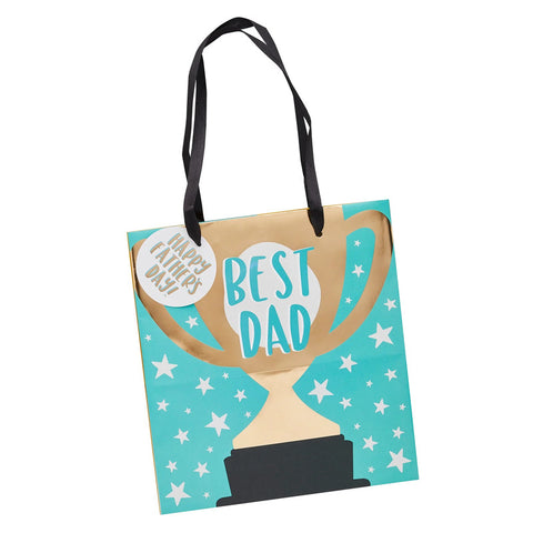 Best Dad Trophy Gift Bag 20cm x 20cm