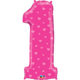 Number One Pinch k Herats Foil Balloon 38 inch
