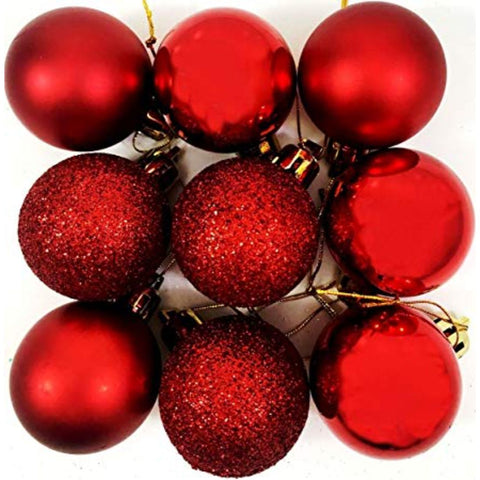 Christmas Balls Shiny Matt Glitter Red 3Cm 36Pcs