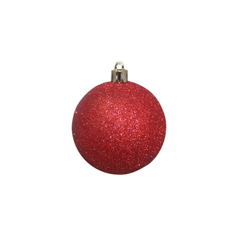 Christmas Shiny Matt Glitter Balls Red 7Cm 12Pcs