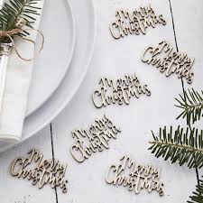  Wooden Merry Christmas Table Confetti 20ct