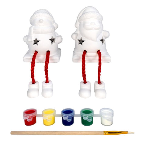 Santa & Snowman Diy Paint Set W/Light 2Pcs/Box