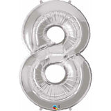 Number Eight Silver 42 inch  Number Foil Balloons