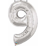 Number Ninch e Silver 42 inch  Number Foil Balloons