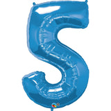 Number Five Sapphire Blue 44 inch  Number Foil Balloons