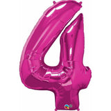 Number Four Magenta 41 inch  Number Foil Balloons