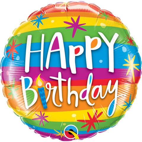 Birthday Rainbow Stripes Foil Balloon