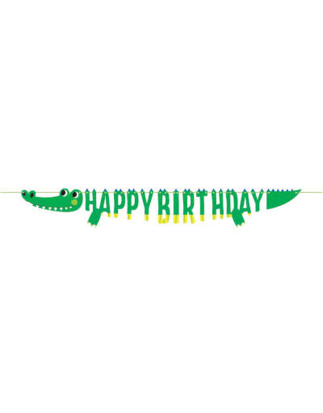 Alligator Party Shaped Banner With Ribbon 1 pc