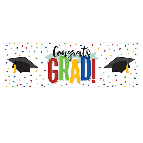 Colorful Grad Shaped Banner With Ribbon 6in 1 pc