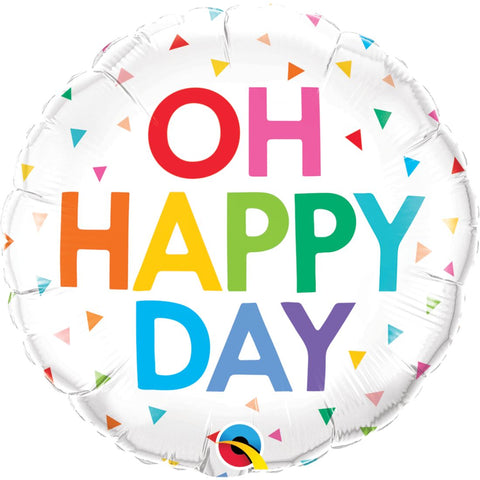 Oh Happy Day Rainbow Confetti Foil Balloon 18In