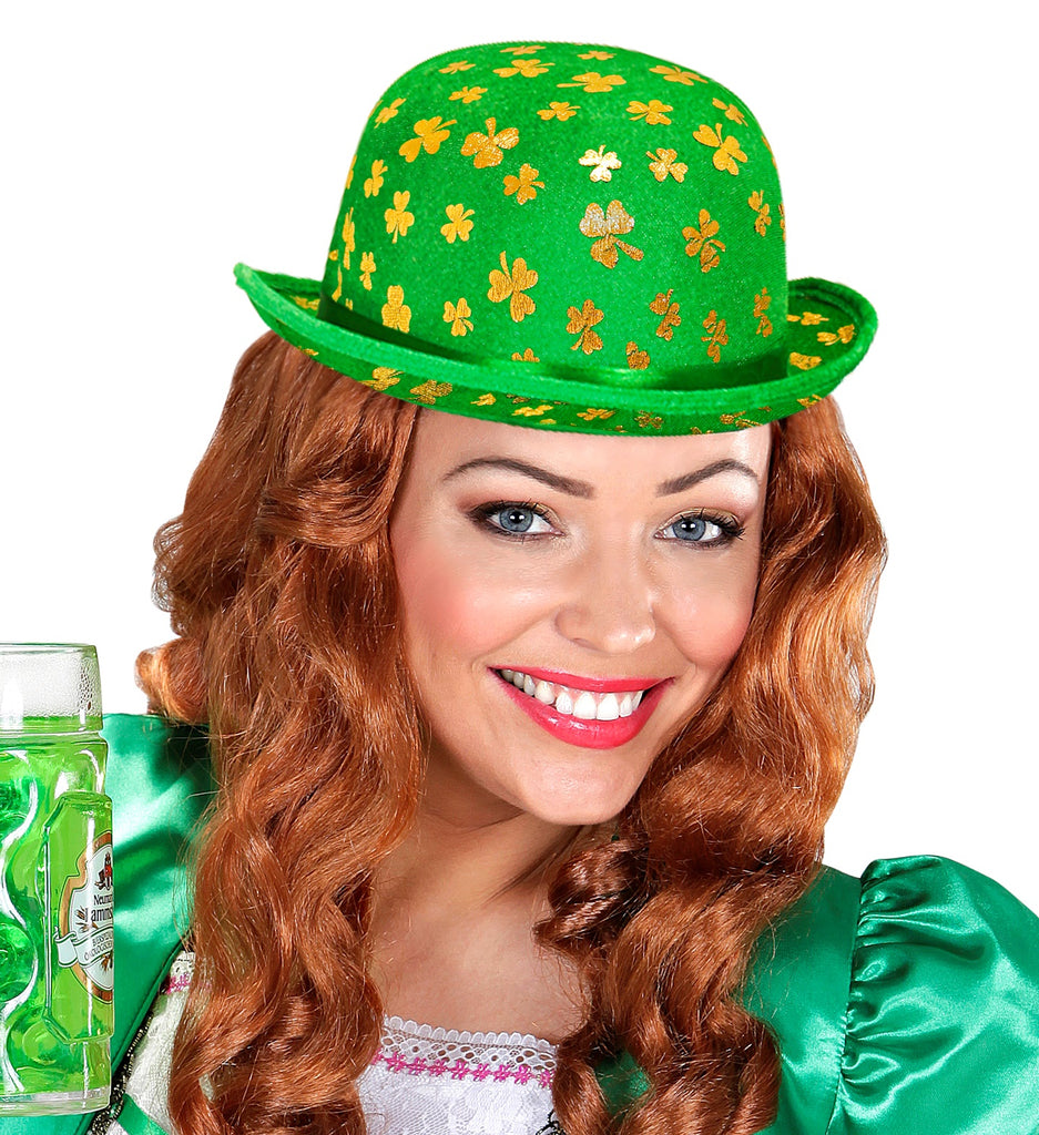 Velvet St. Patrick's Day Shamrock Bowler Hat