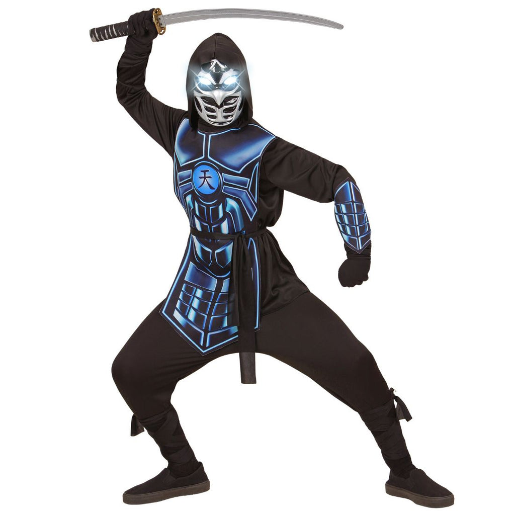 Cyber Ninja Hooded Coat, Tabard, Belt, Arm Guards, Mask With Flashing Light Eyes