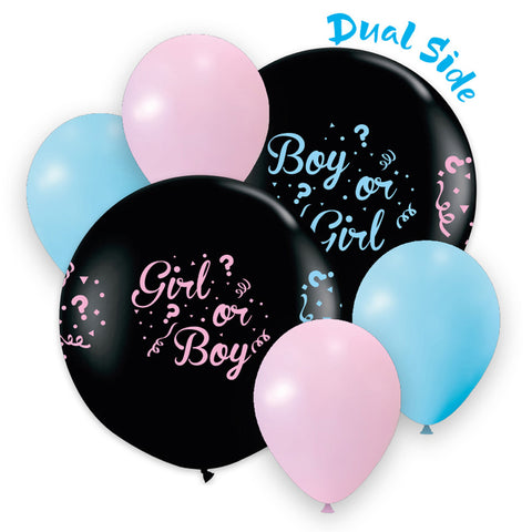 Gender Reveal Balloons 80cm Printed Balloon x1 and 30cm Balloons x4 5Ct