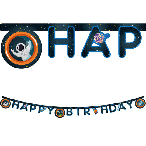 Rocket Space FSC “Happy Birthday” Die-Cut Paper Banner 1Ct