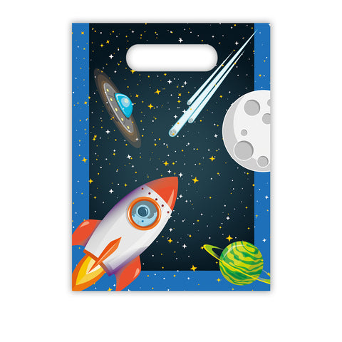 Rocket Space Plastic Party Bags 6Ct