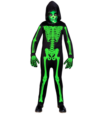 Green Skeleton Child Boy Costume by WIDMANN in Black for Boy 4-5Years