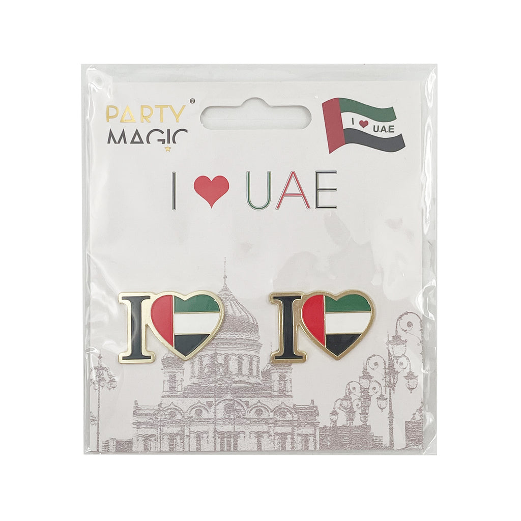 UAE Flag Magnet Pins 2 Pack – National Day Magnetic Badge for Men, Women & Kids, Patriotic UAE Flag Accessory for Events, Parades & Celebrations (3 x 2cm)