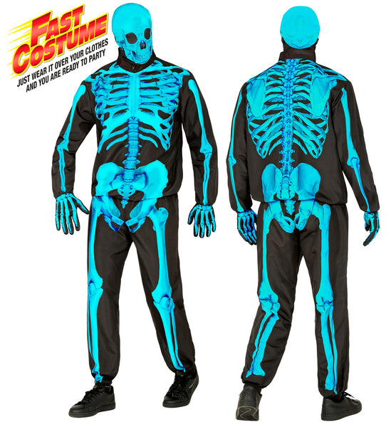WIDMANN Neon Skeleton Fast Male Costume (jacket, pants, gloves, mask) size (S) halloween costume UAE