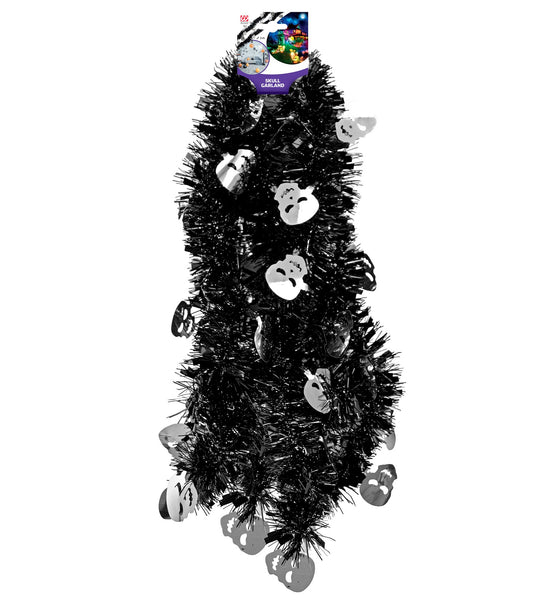 Widmann Skull Tinsel Garland 3M - Unisex 3Y+ Black