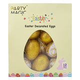 Easter Decorated Eggs Assorted Gold 6cm 12Pcs/Pk