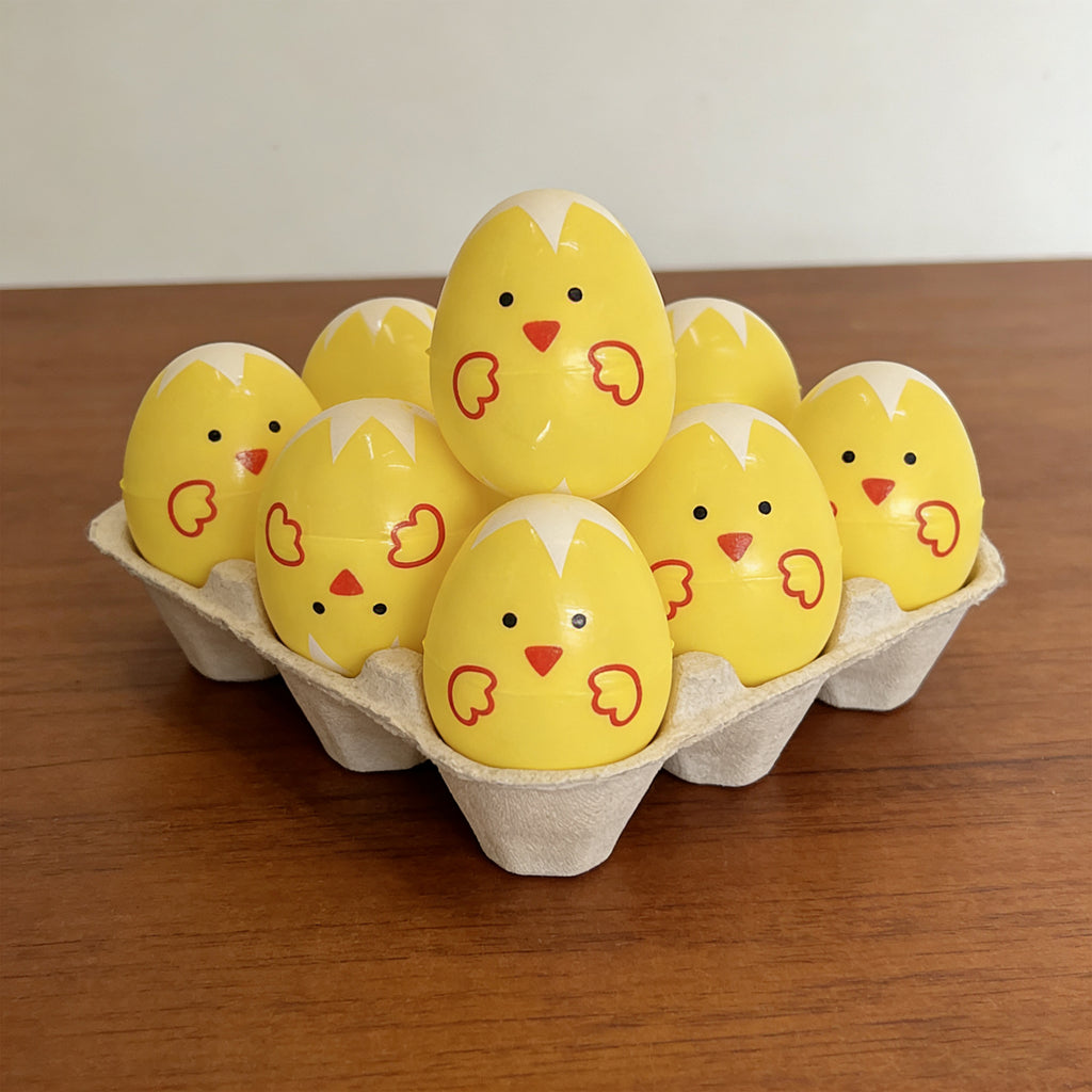 12-Pack Chick Filler Eggs 6cm – Mini Plastic Easter Eggs with Fluffy Chicks Inside