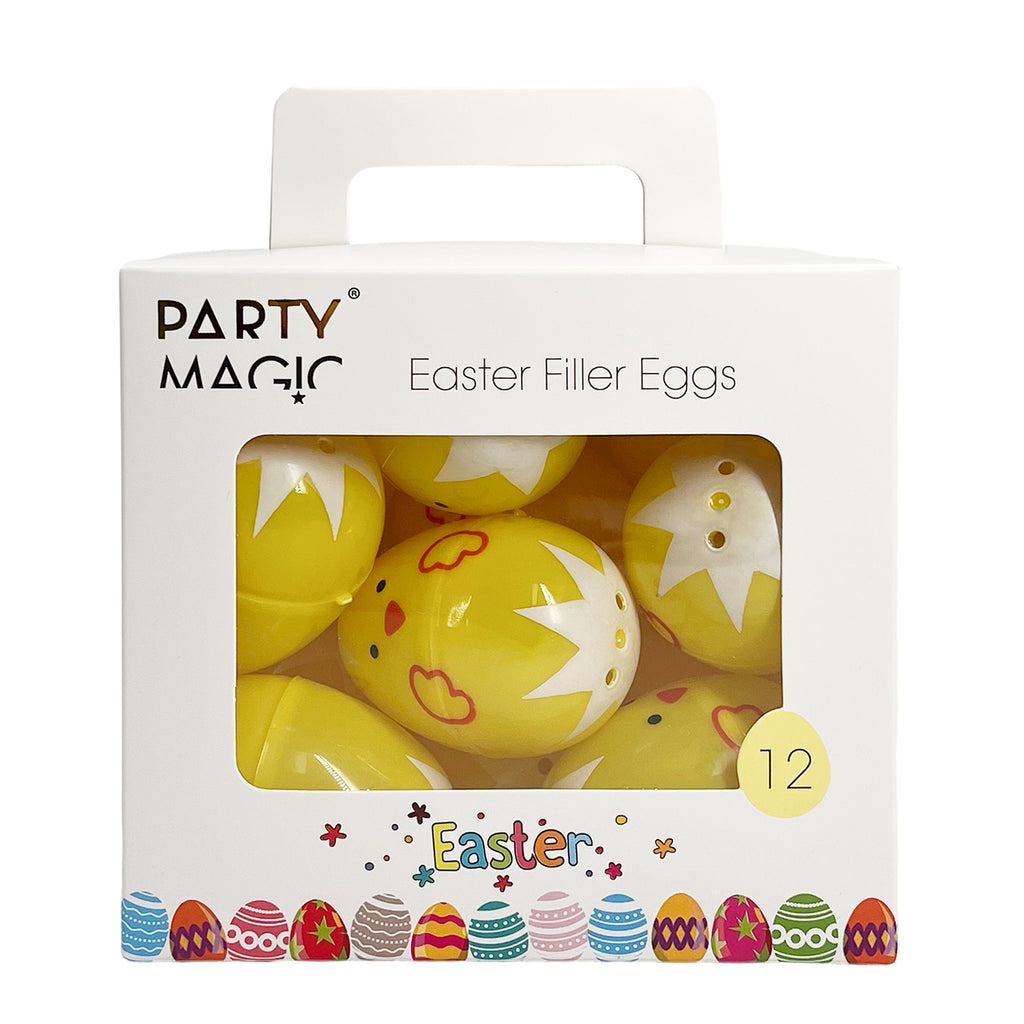 12-Pack Chick Filler Eggs 6cm – Mini Plastic Easter Eggs with Fluffy Chicks Inside