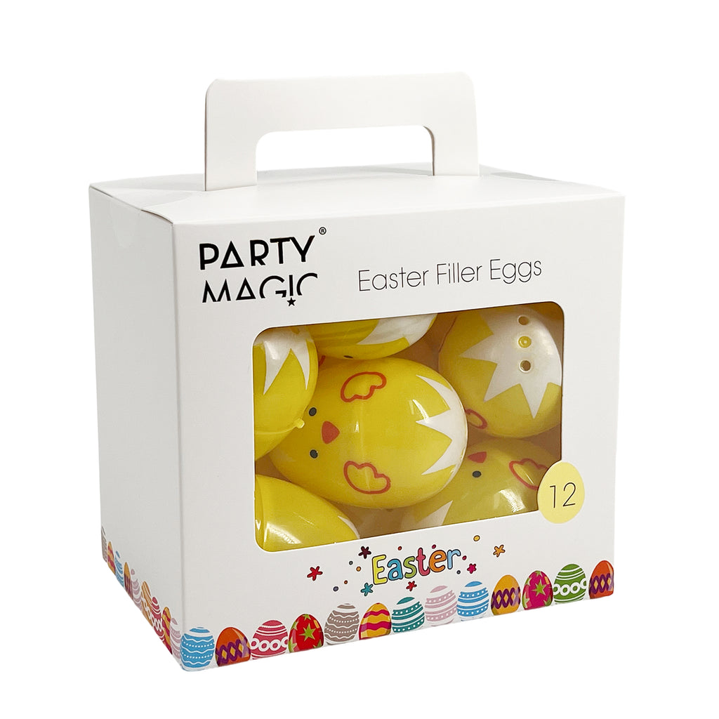 12-Pack Chick Filler Eggs 6cm – Mini Plastic Easter Eggs with Fluffy Chicks Inside