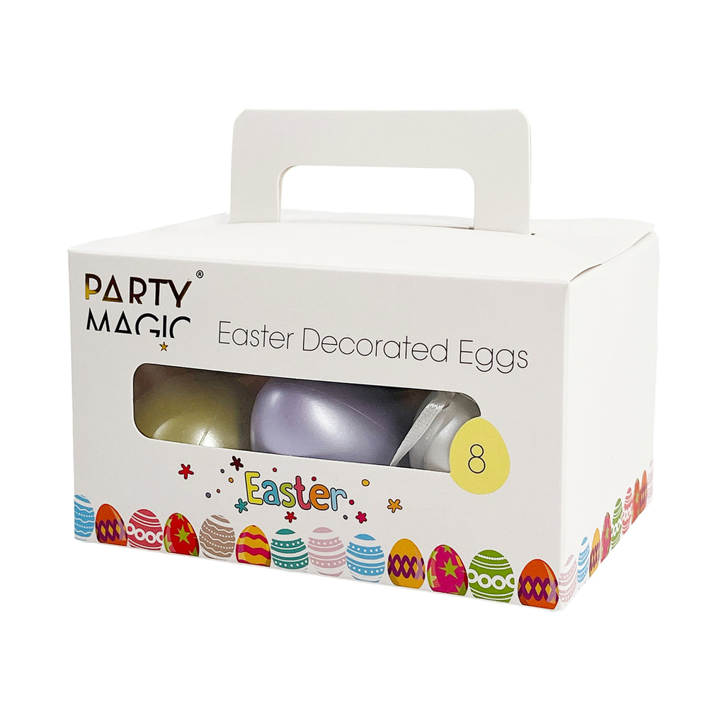 8-Pack Decorated Eggs 6cm – Hand-Painted Style Easter Ornaments for Hanging & Display