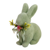 Green Bunny Decoration 15x9x19.5cm – Woodland Easter Figurine for Rustic Spring Decor