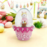 Pink Bunny Water Globe 4.5x4.5x6.5cm – Musical Snow Globe with Glitter for Easter Keepsake