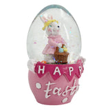 Pink Bunny Water Globe 4.5x4.5x6.5cm – Musical Snow Globe with Glitter for Easter Keepsake