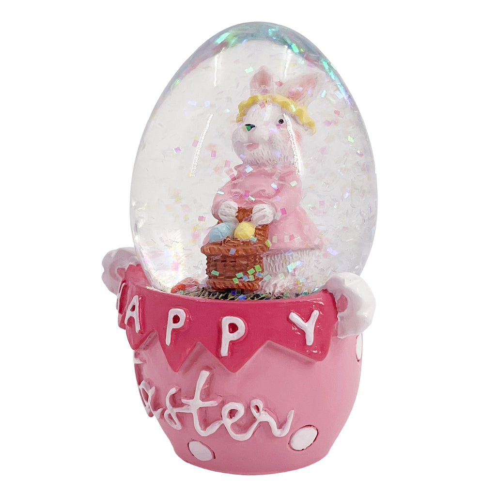 Pink Bunny Water Globe 4.5x4.5x6.5cm – Musical Snow Globe with Glitter for Easter Keepsake