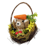 Bunny in the Basket 15x12x12cm – Adorable Easter Figurine for Tabletop & Shelf Decor