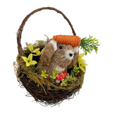 Bunny in the Basket 15x12x12cm – Adorable Easter Figurine for Tabletop & Shelf Decor