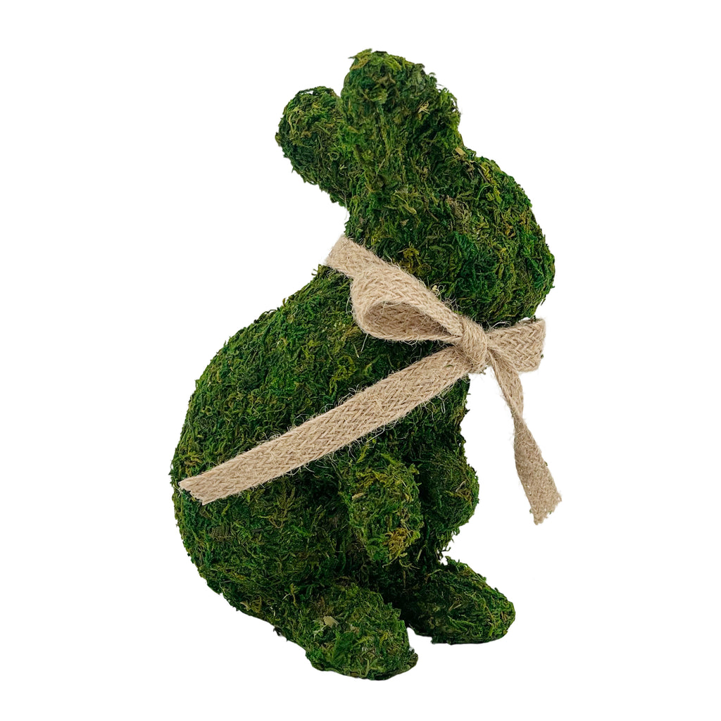 Moss Bunny Decoration 15x11x21cm – Natural Woodland Easter Figurine for Rustic Spring Decor