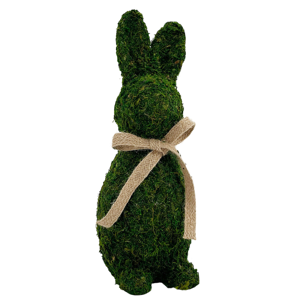Moss Bunny Decoration 12x15x32cm – Tall Woodland Easter Figurine for Statement Spring Displays
