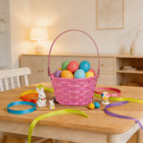 Pink Easter Basket 15x15x22cm – Medium Woven Basket for Girls’ Egg Hunts & Spring Gifting