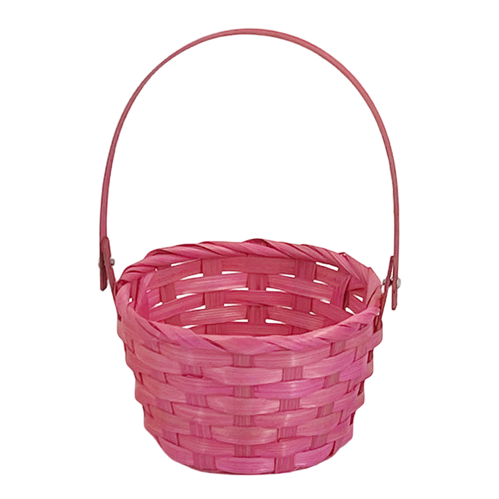 Pink Easter Basket 15x15x22cm – Medium Woven Basket for Girls’ Egg Hunts & Spring Gifting