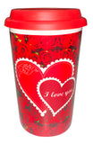 Valentine Mug with Lid 12.5cm – Romantic Heart-Themed Travel Tumbler for Hot & Cold Drinks