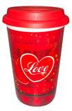 Valentine Mug with Lid 12.5cm – Romantic Heart-Themed Travel Tumbler for Hot & Cold Drinks