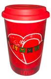 Valentine Mug with Lid 12.5cm – Romantic Heart-Themed Travel Tumbler for Hot & Cold Drinks