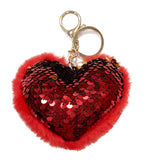 12cm Assorted Valentine Sequins Keyrings – Sparkly Heart & Love Charm Keychains for Women & Teens