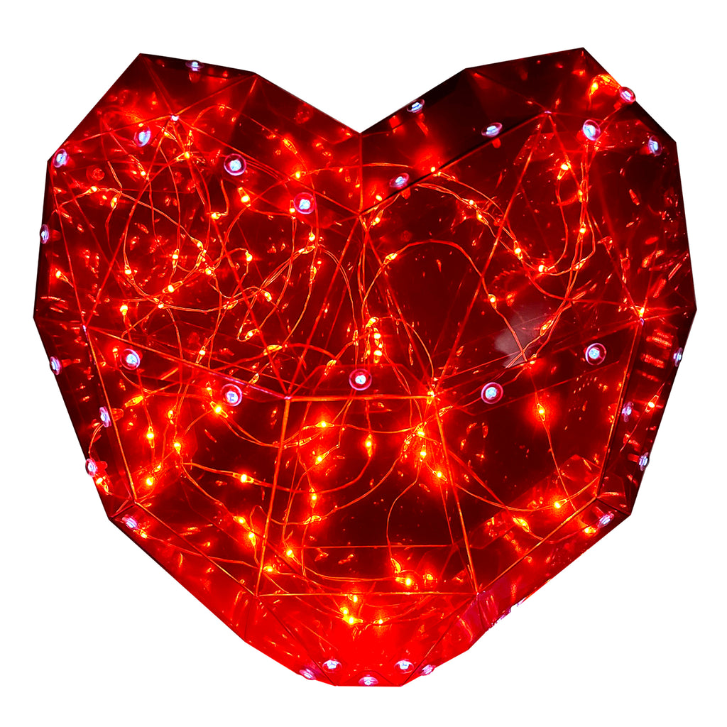 LED Heart Decoration Red 24cm